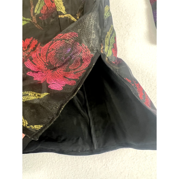 Chicos Jacket Asian inspired Women's Sz 2 Black Floral Long Sleeves‎ Beaded Silk - Picture 6 of 13